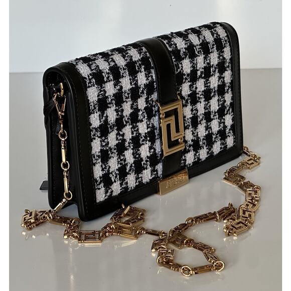 Versace Greek Key Leather Black Wallet on Chain Mini Shoulder Bag 1007220 NWT - Picture 5 of 16